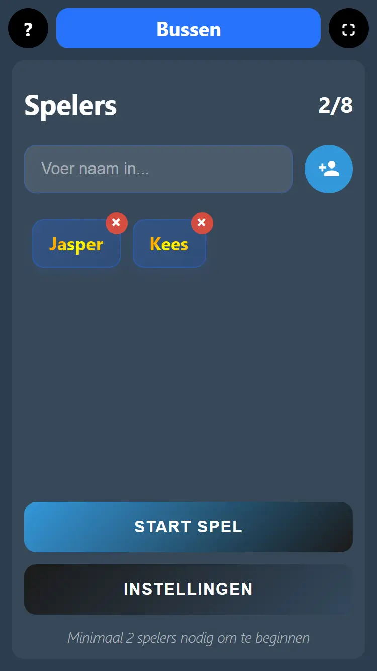 bussen menu scherm