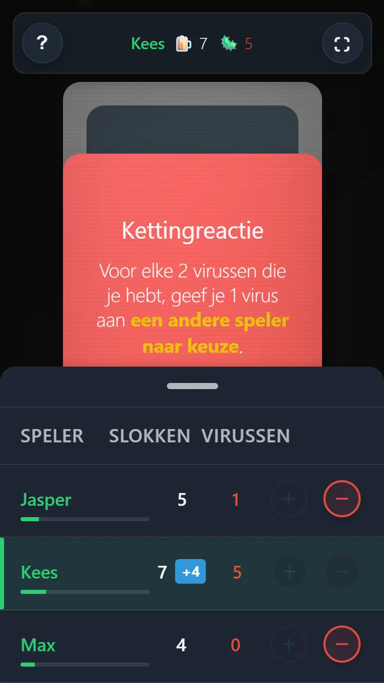 drankspel virus spelers infecteren