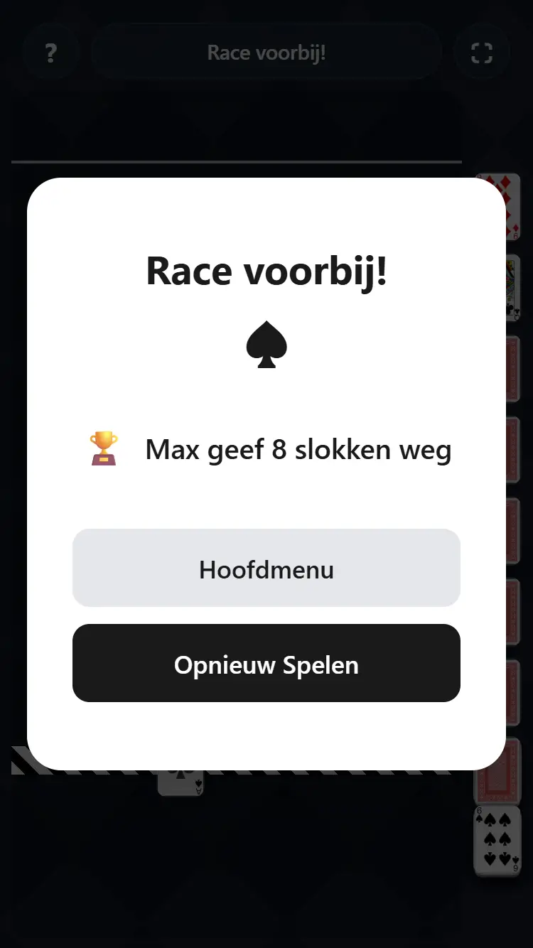 winnaar van het paardenrace drankspel 