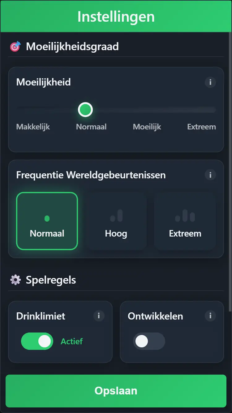 virus drankspel instellingen